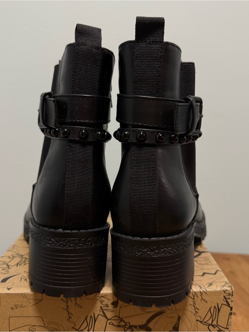 GC Shoes Women's Black Studded Ankle Boots - Picture 4 of 8